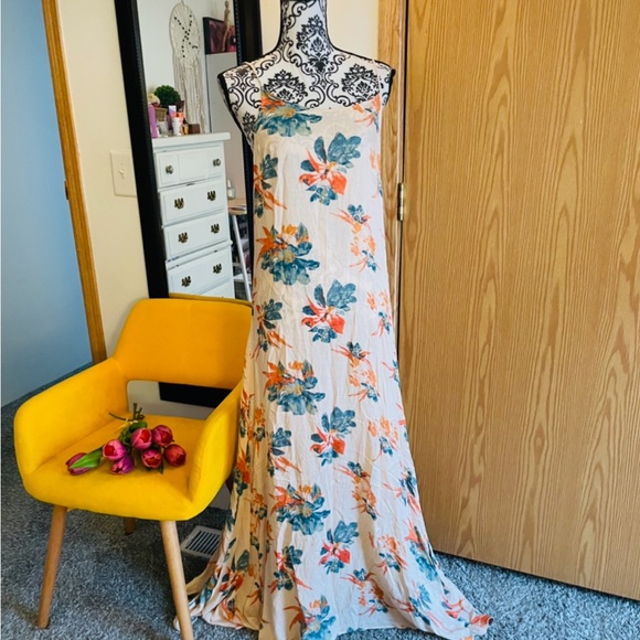 Free People Star Chasing Open Back Sleeveless Maxi Slip Dress Hibiscus Combo M - Picture 9 of 9